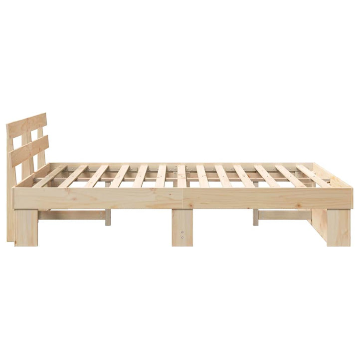 Sengestel med hovedgærde Brun 150 x 200 cm Massiv fyrretræ