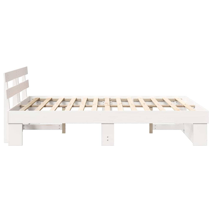 Sengestel med hovedgærde Hvid 150 x 200 cm Massiv fyrretræ
