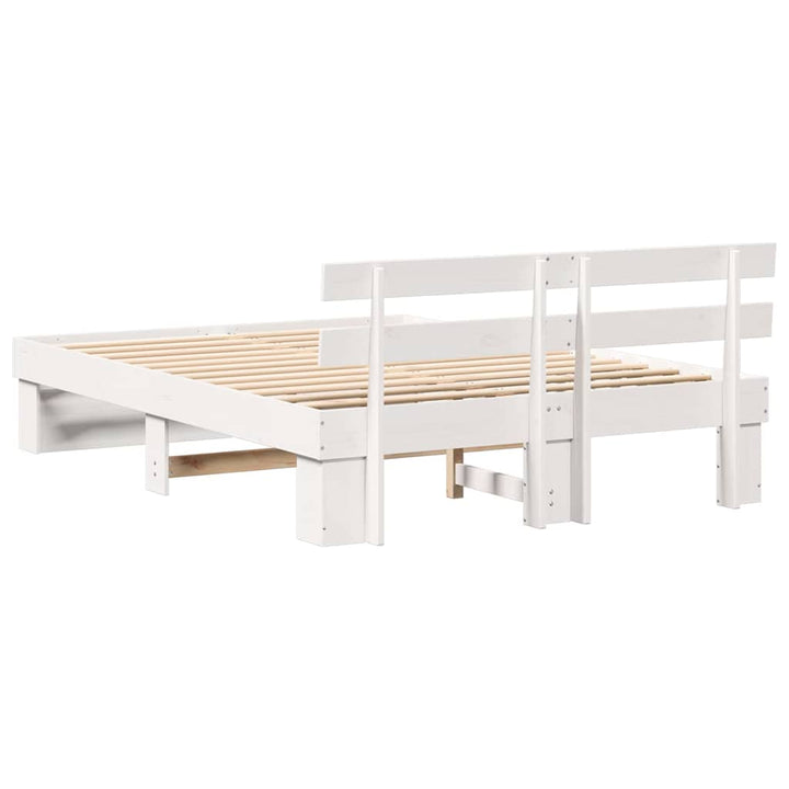 Sengestel med hovedgærde Hvid 140 x 200 cm Massiv fyrretræ