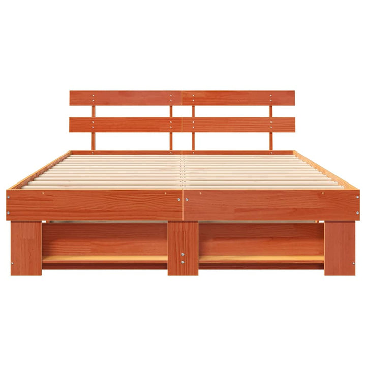 Sengestel med hovedgærde Voks brun 140 x 200 cm Massiv fyrretræ