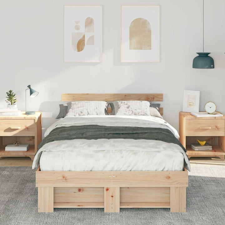 Sengestel med hovedgærde Brun 120 x 200 cm Massiv fyrretræ