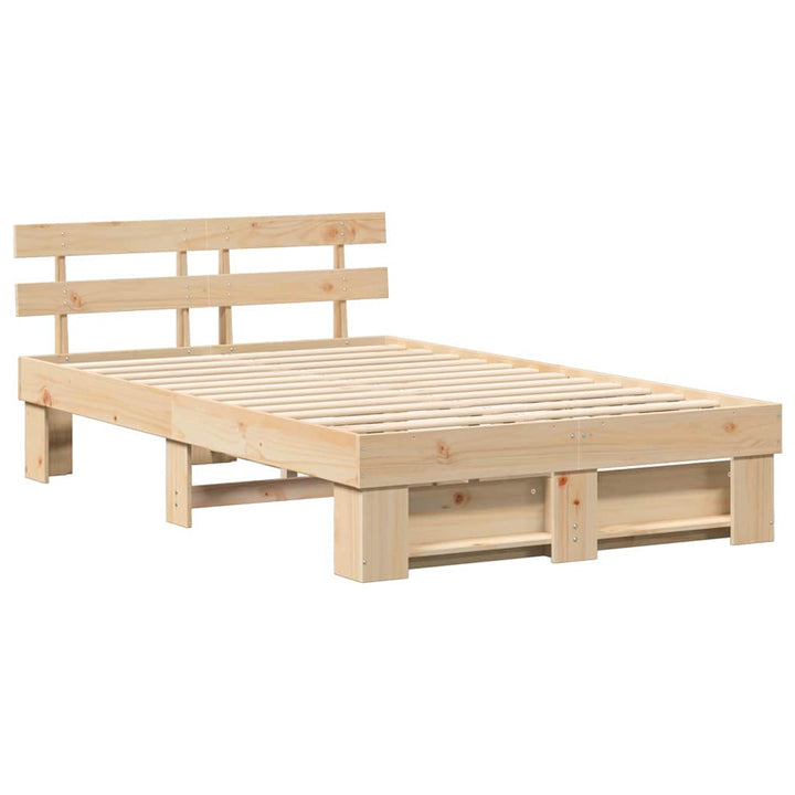 Sengestel med hovedgærde Brun 120 x 200 cm Massiv fyrretræ