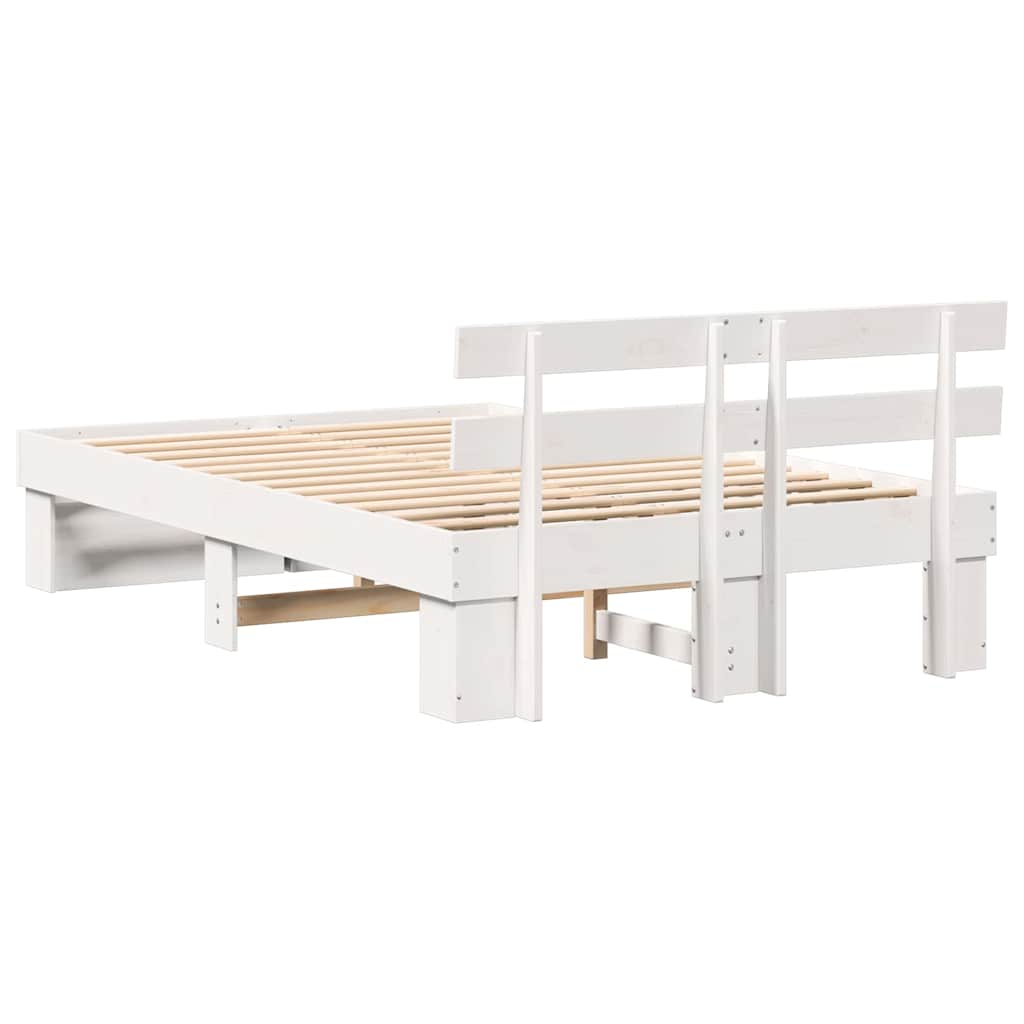 Sengestel med hovedgærde Hvid 140 x 190 cm Massiv fyrretræ