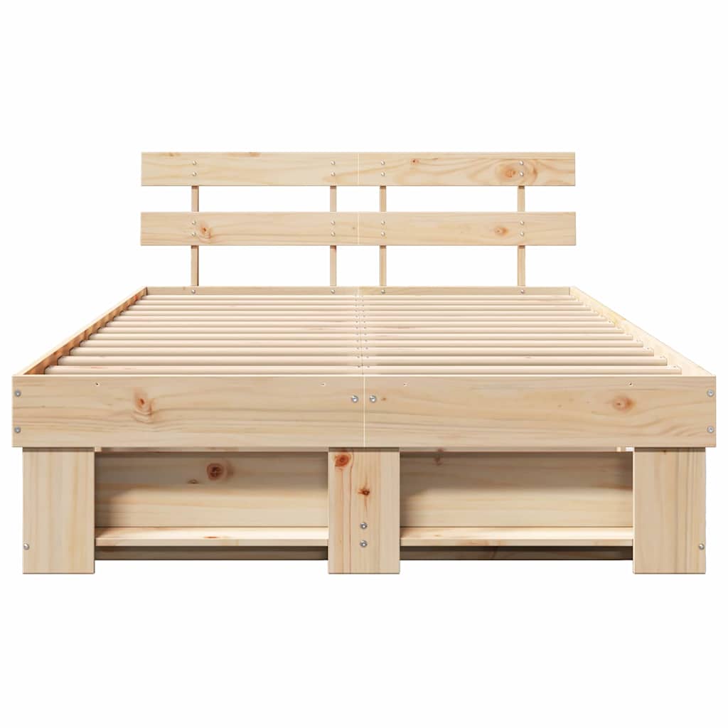 Sengestel med hovedgærde Brun 120 x 190 cm Massiv fyrretræ