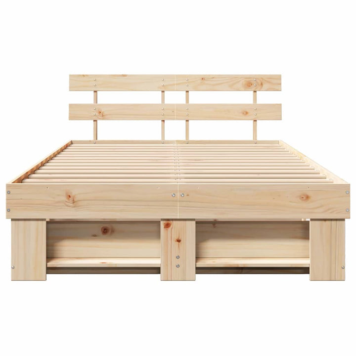 Sengestel med hovedgærde Brun 120 x 190 cm Massiv fyrretræ