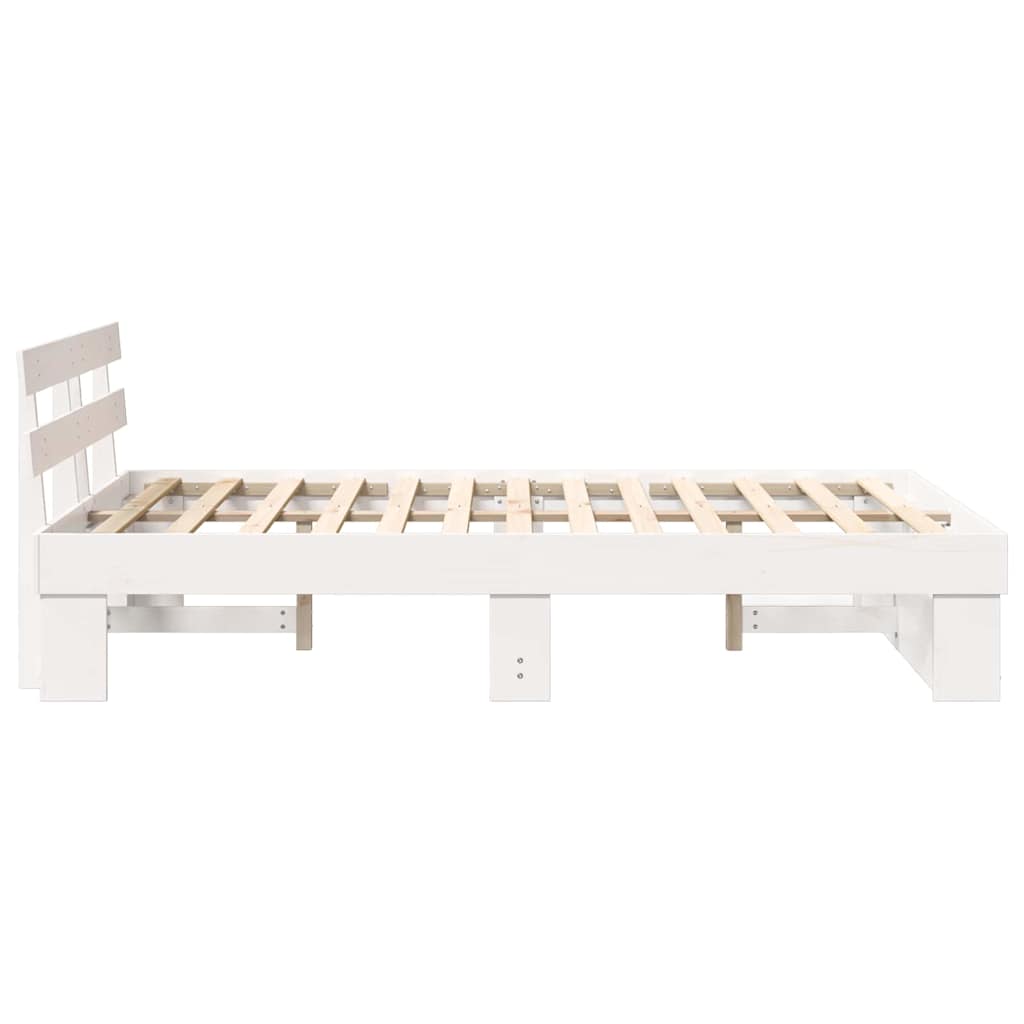 Sengestel med hovedgærde Hvid 120 x 190 cm Massiv fyrretræ