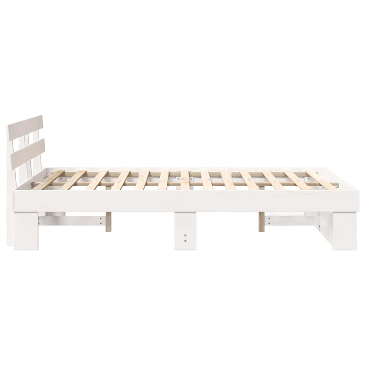 Sengestel med hovedgærde Hvid 120 x 190 cm Massiv fyrretræ