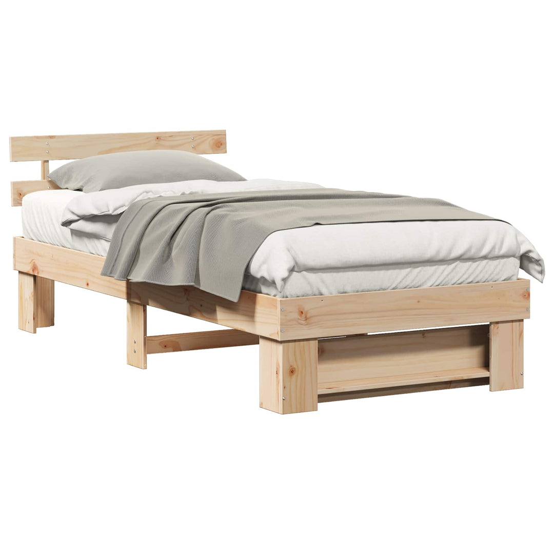 Sengestel med hovedgærde Brun 100 x 200 cm Massiv fyrretræ