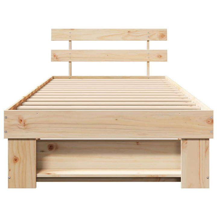 Sengestel med hovedgærde Brun 100 x 200 cm Massiv fyrretræ
