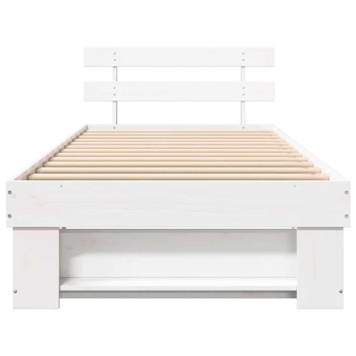Sengestel med hovedgærde Hvid 100 x 200 cm Massiv fyrretræ