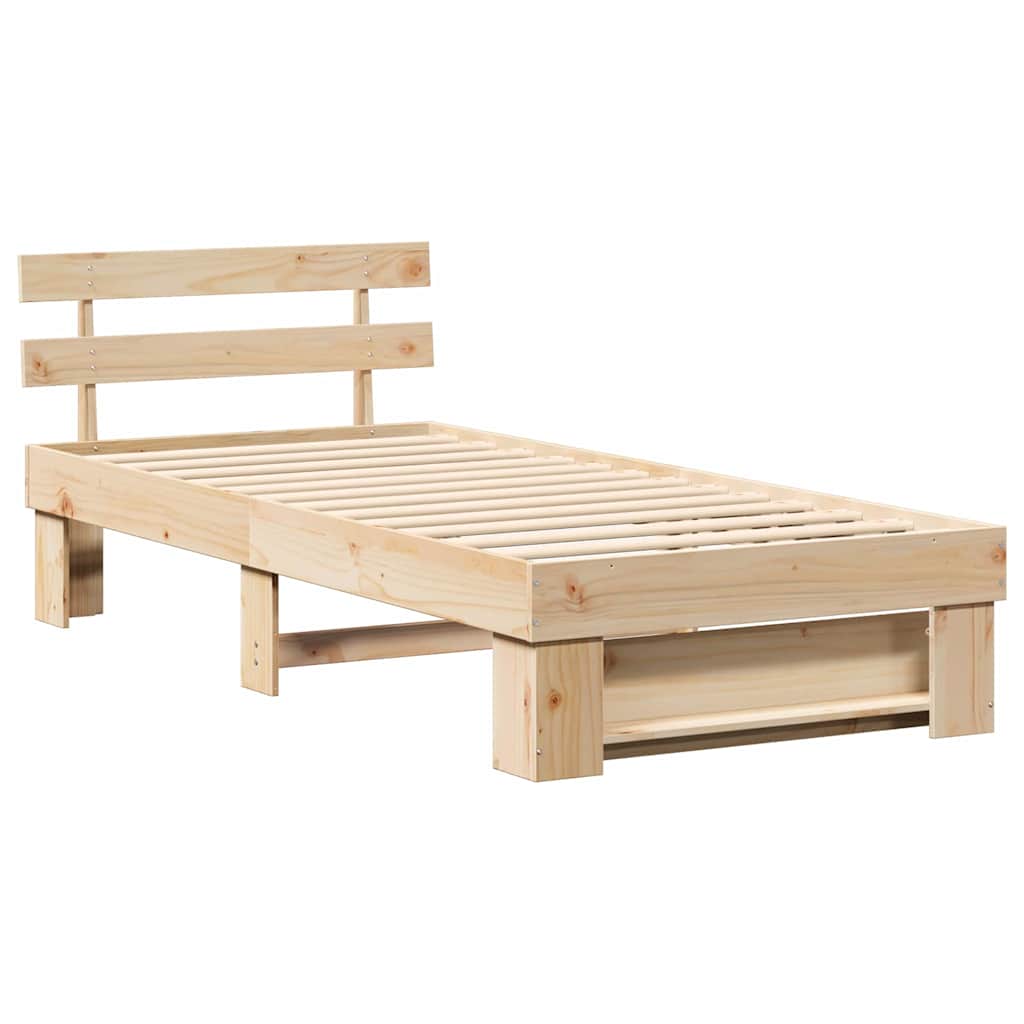 Sengestel med hovedgærde Brun 90 x 200 cm Massiv fyrretræ