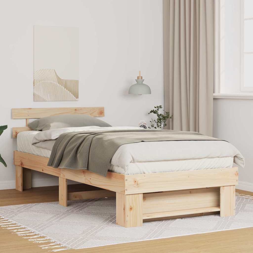 Sengestel med hovedgærde Brun 80 x 200 cm Massiv fyrretræ