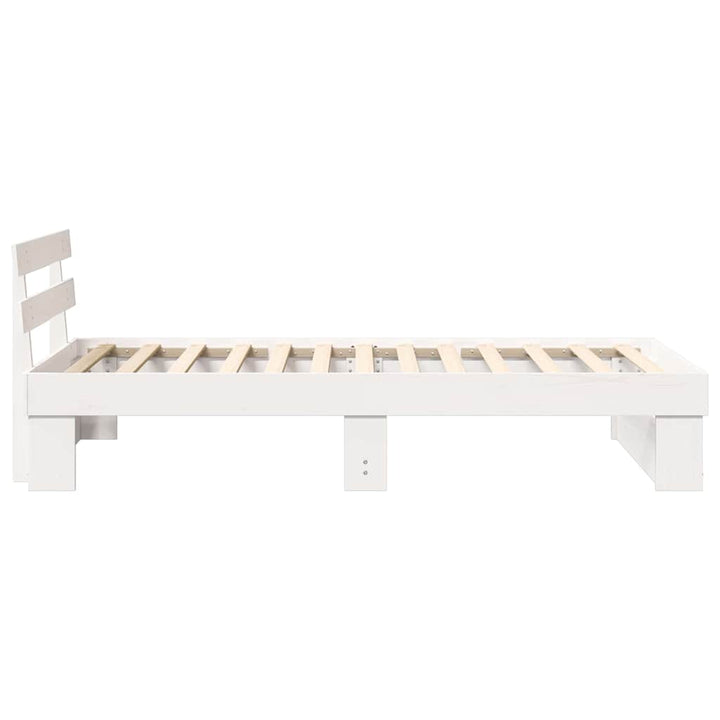 Sengestel med hovedgærde Hvid 80 x 200 cm Massiv fyrretræ