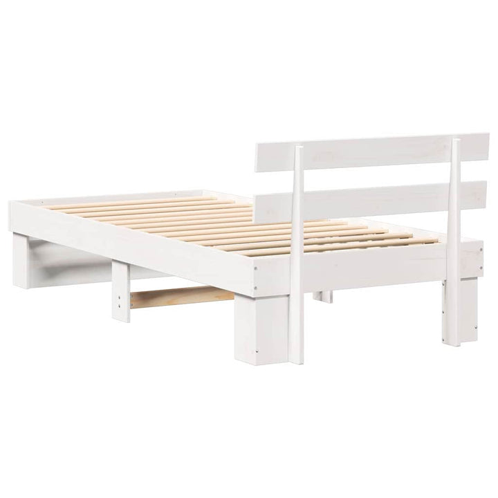 Sengestel med hovedgærde Hvid 90 x 190 cm Massiv fyrretræ