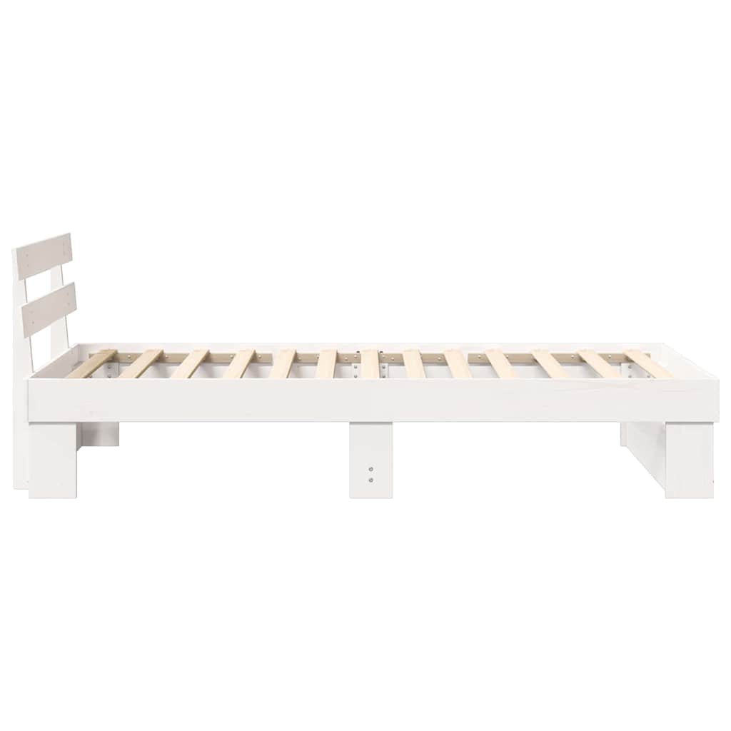 Sengestel med hovedgærde Hvid 90 x 190 cm Massiv fyrretræ