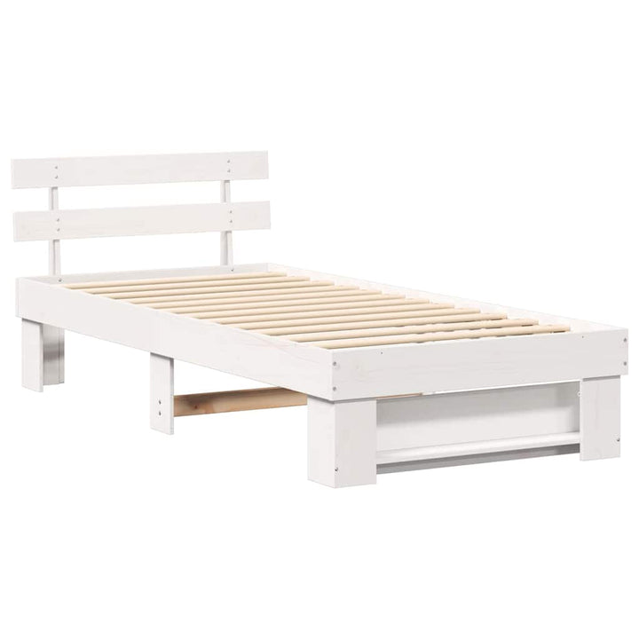 Sengestel med hovedgærde Hvid 75 x 190 cm Massiv fyrretræ