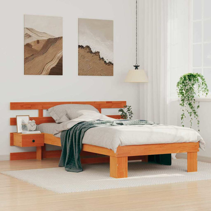 Sengestel med hovedgærde Voks brun 100 x 200 cm Massiv fyrretræ