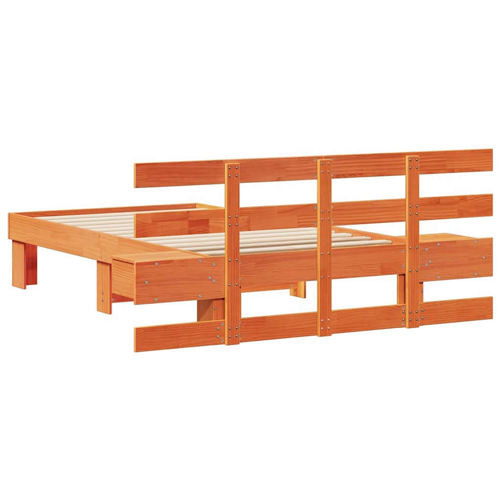 Sengestel med hovedgærde Voks brun 100 x 200 cm Massiv fyrretræ