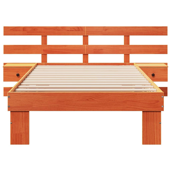 Sengestel med hovedgærde Voks brun 100 x 200 cm Massiv fyrretræ