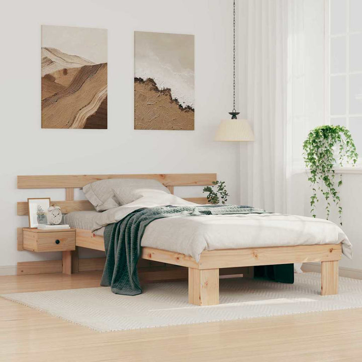 Sengestel med hovedgærde Brun 90 x 200 cm Massiv fyrretræ