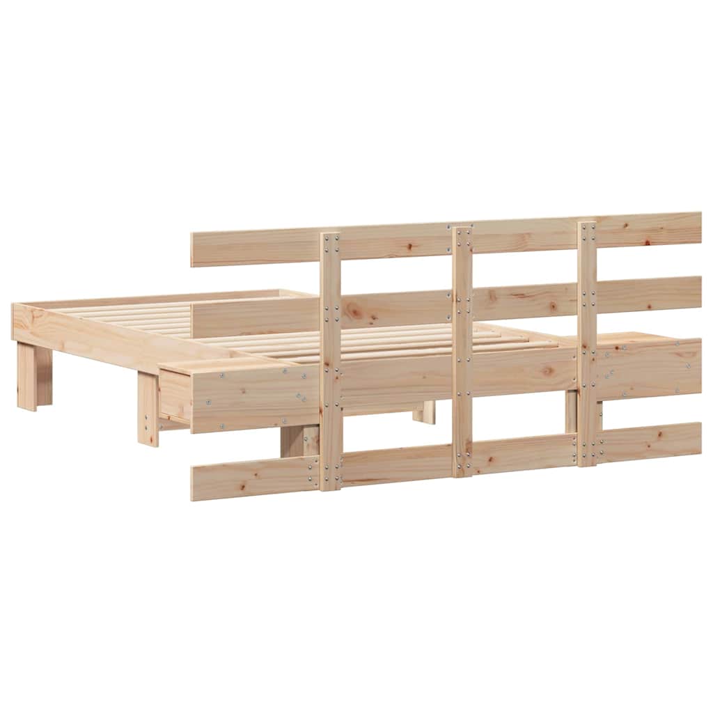Sengestel med hovedgærde Brun 90 x 200 cm Massiv fyrretræ