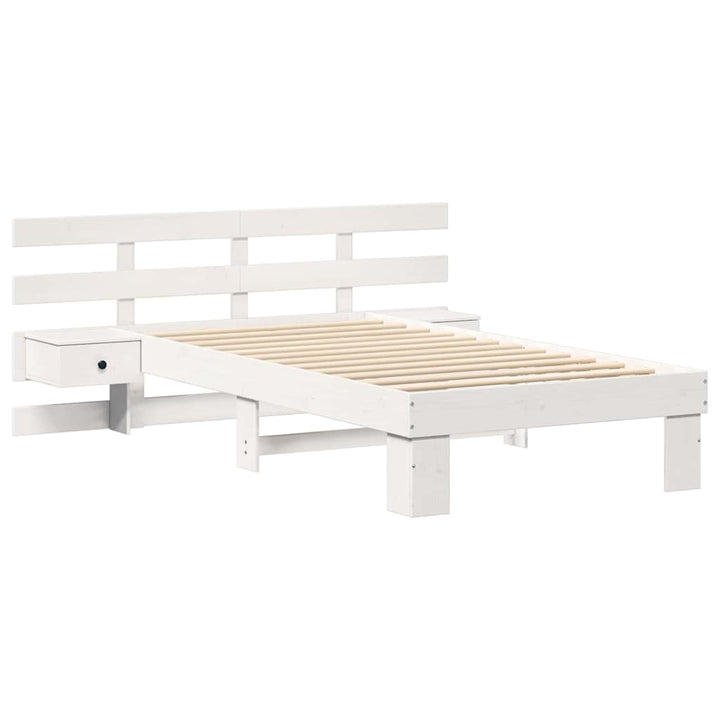 Sengestel med hovedgærde Hvid 90 x 200 cm Massiv fyrretræ