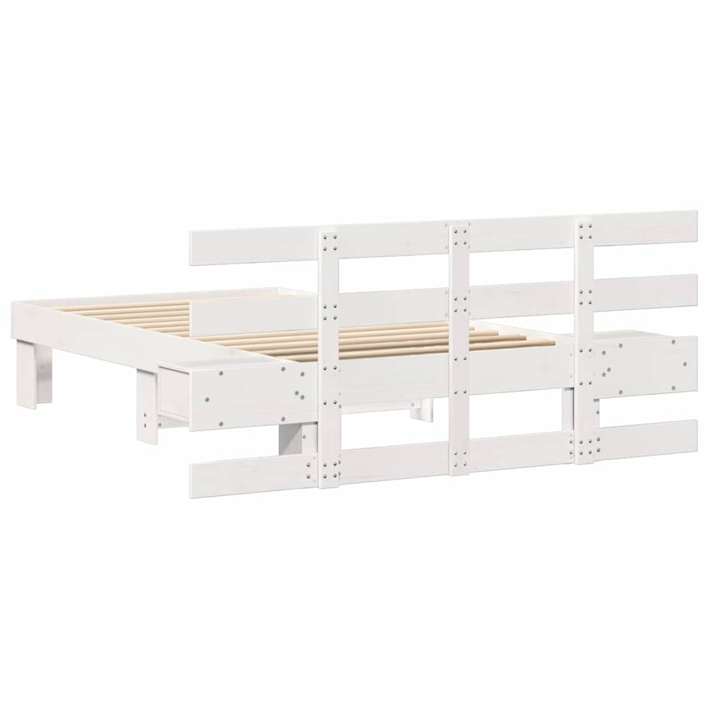 Sengestel med hovedgærde Hvid 75 x 190 cm Massiv fyrretræ