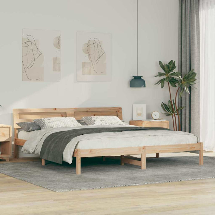 Sengestel med hovedgærde Brun 180 x 200 cm Massiv fyrretræ