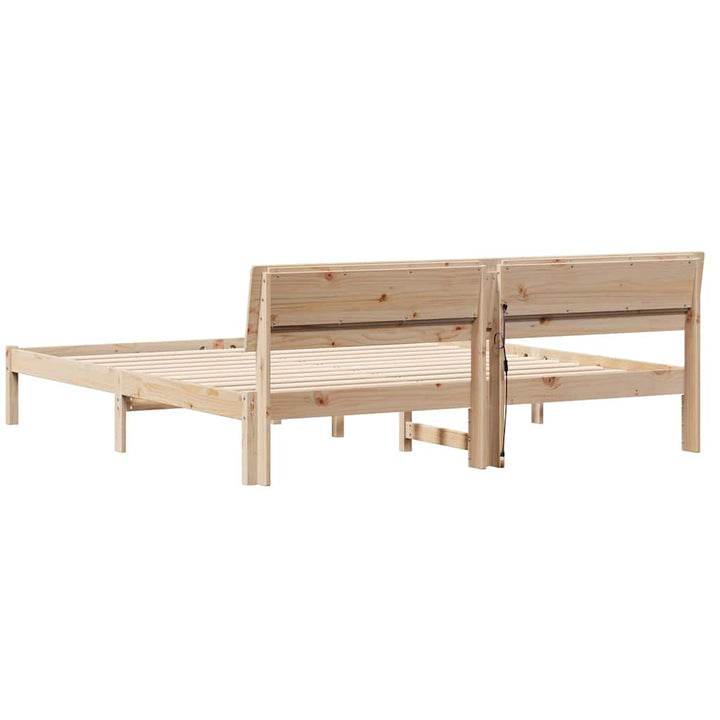 Sengestel med hovedgærde Brun 180 x 200 cm Massiv fyrretræ