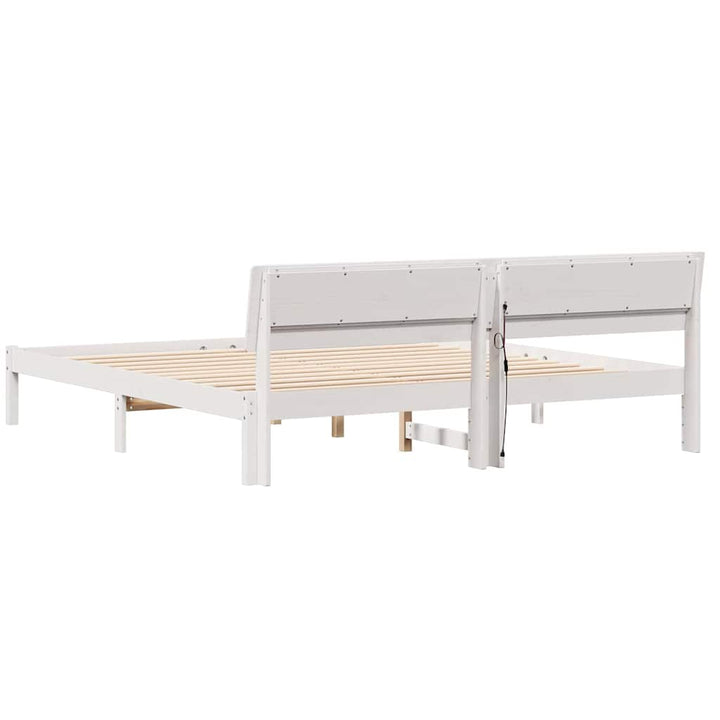 Sengestel med hovedgærde Hvid 180 x 200 cm Massiv fyrretræ