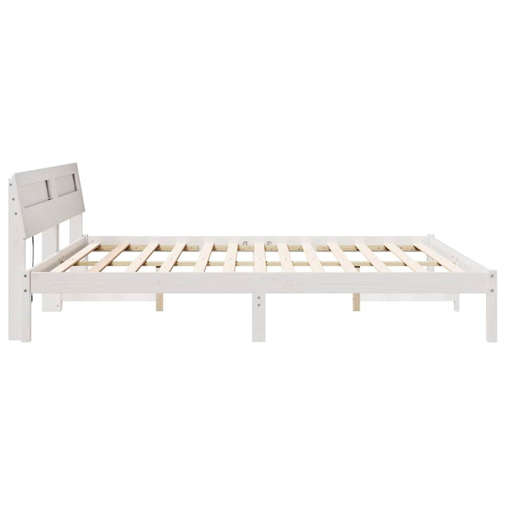 Sengestel med hovedgærde Hvid 180 x 200 cm Massiv fyrretræ