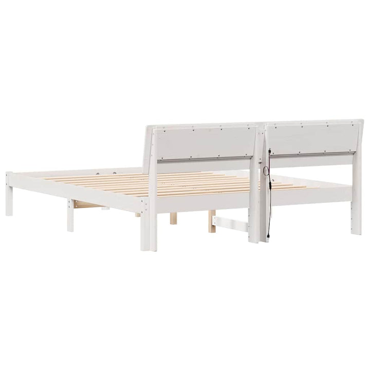 Sengestel med hovedgærde Hvid 160 x 200 cm Massiv fyrretræ