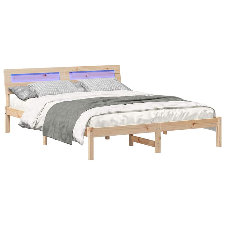 Sengestel med hovedgærde Brun 150 x 200 cm Massiv fyrretræ