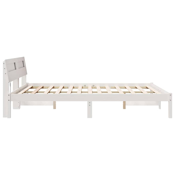 Sengestel med hovedgærde Hvid 150 x 200 cm Massiv fyrretræ
