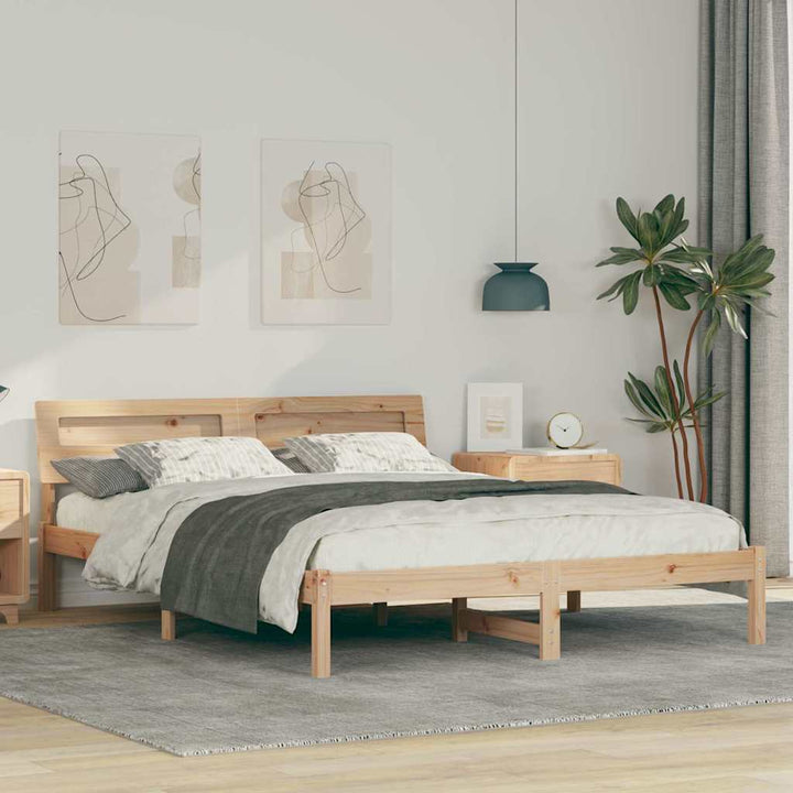 Sengestel med hovedgærde Brun 140 x 200 cm Massiv fyrretræ