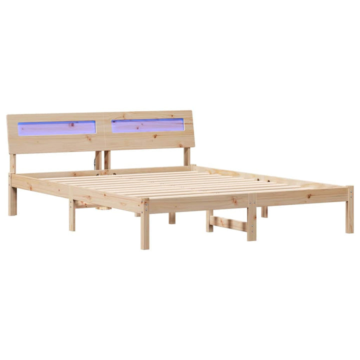 Sengestel med hovedgærde Brun 140 x 200 cm Massiv fyrretræ