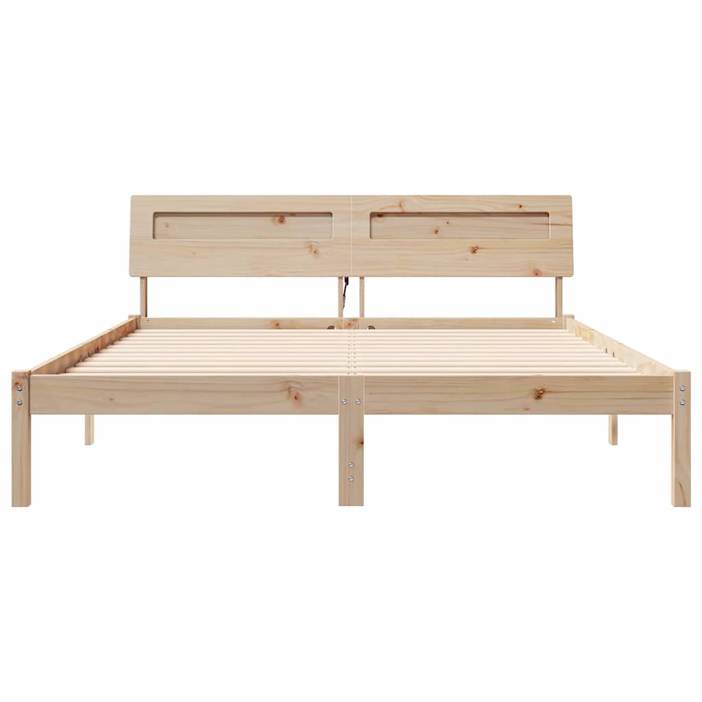 Sengestel med hovedgærde Brun 140 x 200 cm Massiv fyrretræ
