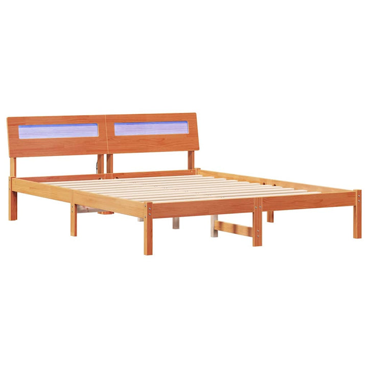 Sengestel med hovedgærde Voks brun 140 x 200 cm Massiv fyrretræ