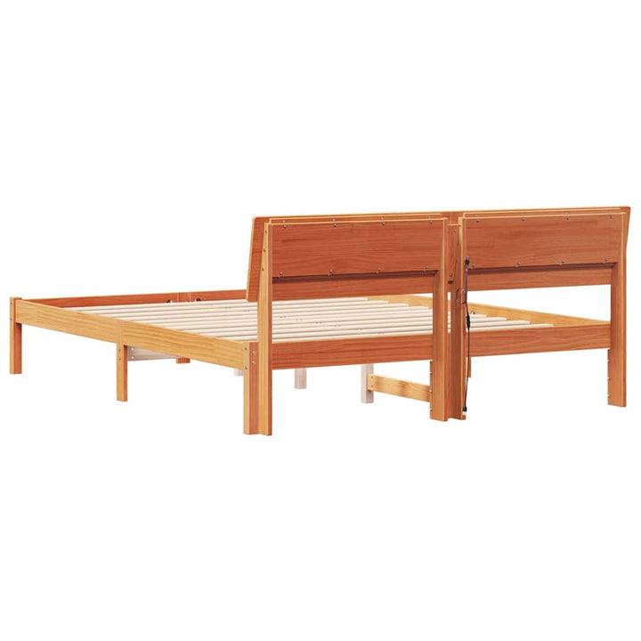 Sengestel med hovedgærde Voks brun 140 x 200 cm Massiv fyrretræ