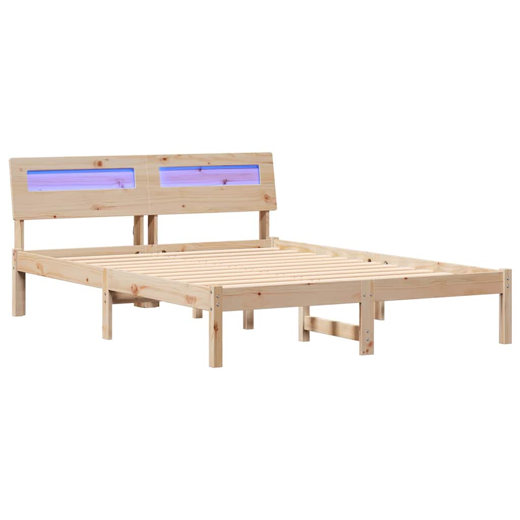Sengestel med hovedgærde Brun 140 x 190 cm Massiv fyrretræ