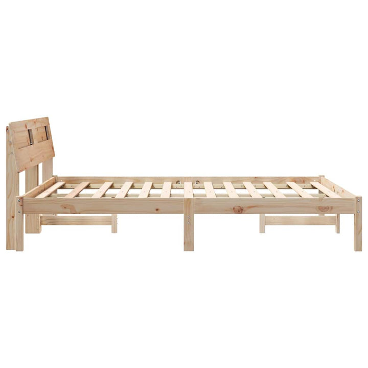 Sengestel med hovedgærde Brun 140 x 190 cm Massiv fyrretræ