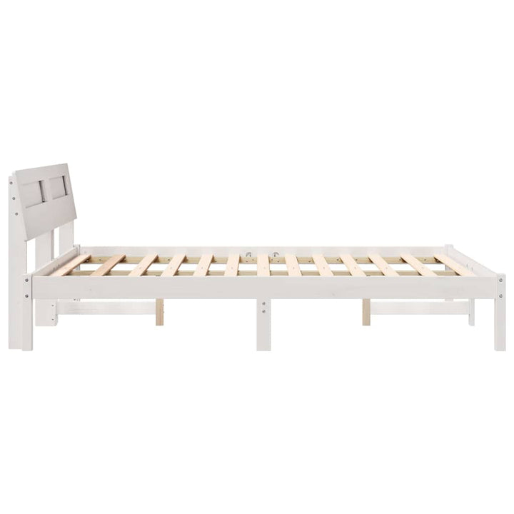 Sengestel med hovedgærde Hvid 140 x 190 cm Massiv fyrretræ