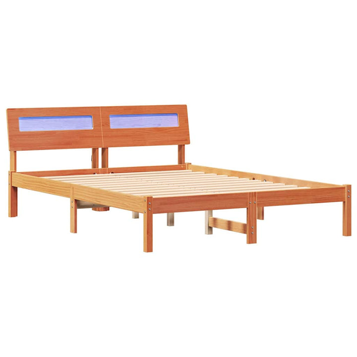 Sengestel med hovedgærde Voks brun 140 x 190 cm Massiv fyrretræ