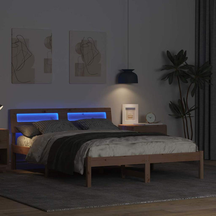 Sengestel med hovedgærde Brun 120 x 190 cm Massiv fyrretræ