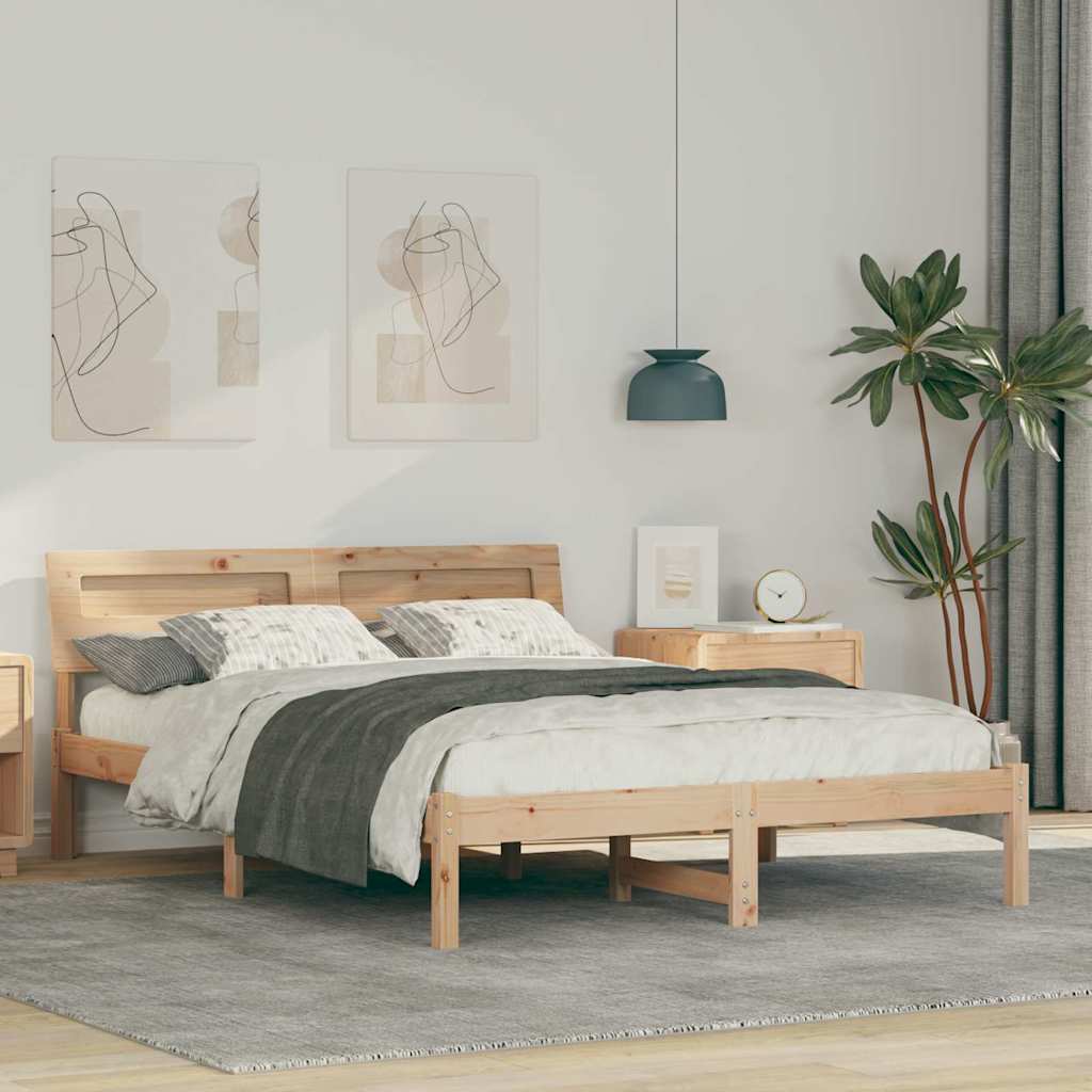 Sengestel med hovedgærde Brun 120 x 190 cm Massiv fyrretræ