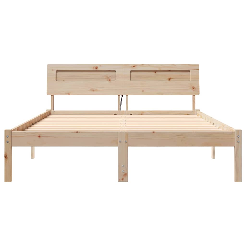 Sengestel med hovedgærde Brun 120 x 190 cm Massiv fyrretræ