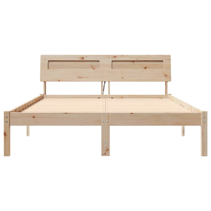 Sengestel med hovedgærde Brun 120 x 190 cm Massiv fyrretræ
