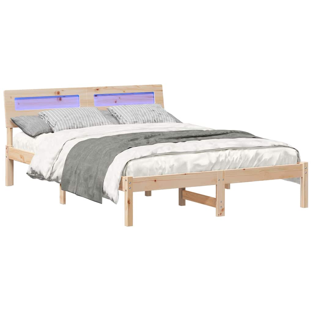 Sengestel med hovedgærde Brun 120 x 190 cm Massiv fyrretræ