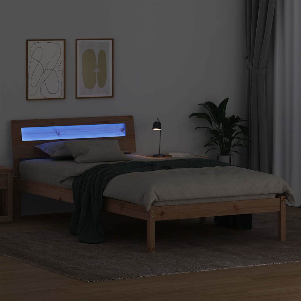 Sengestel med hovedgærde Brun 100 x 200 cm Massiv fyrretræ