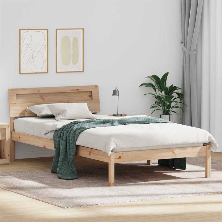 Sengestel med hovedgærde Brun 100 x 200 cm Massiv fyrretræ